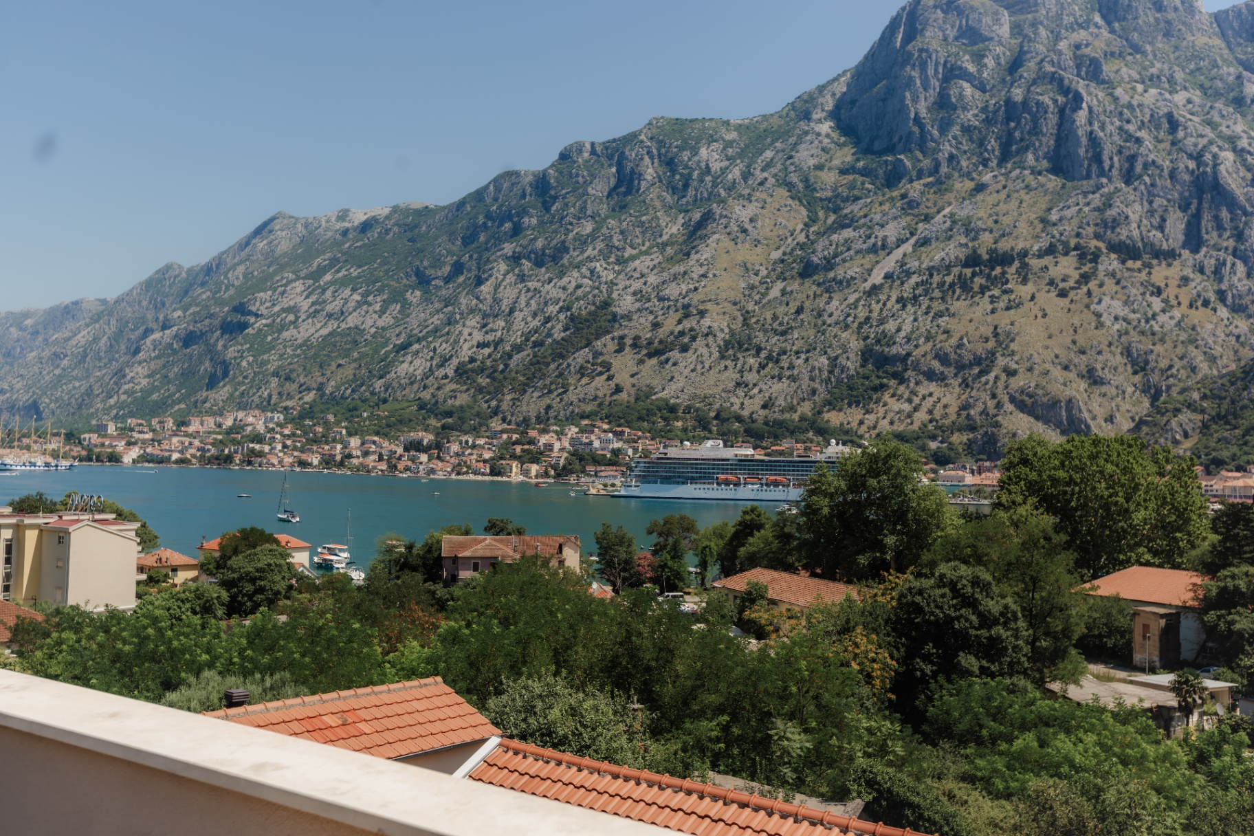 View of the Bay of Kotor and Mount Lovćen